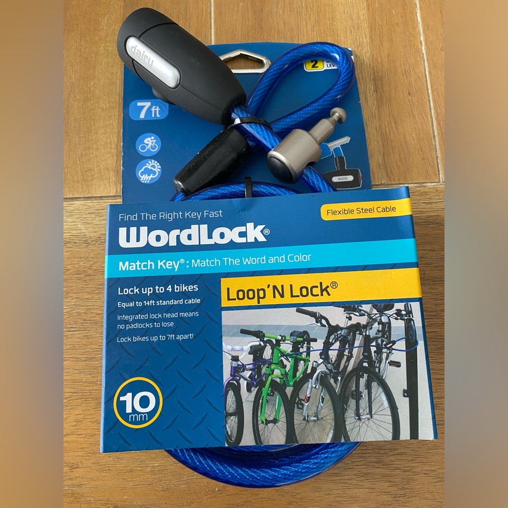 NIP WordLock Cable Bike Scooter Loop’N Lock 7 feet